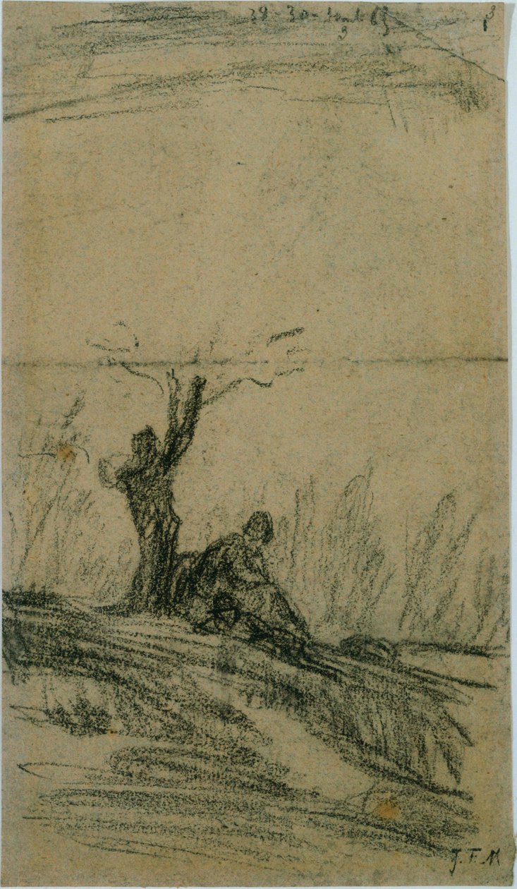 Ağacın Altında Oturan Figür by Jean Francois Millet
