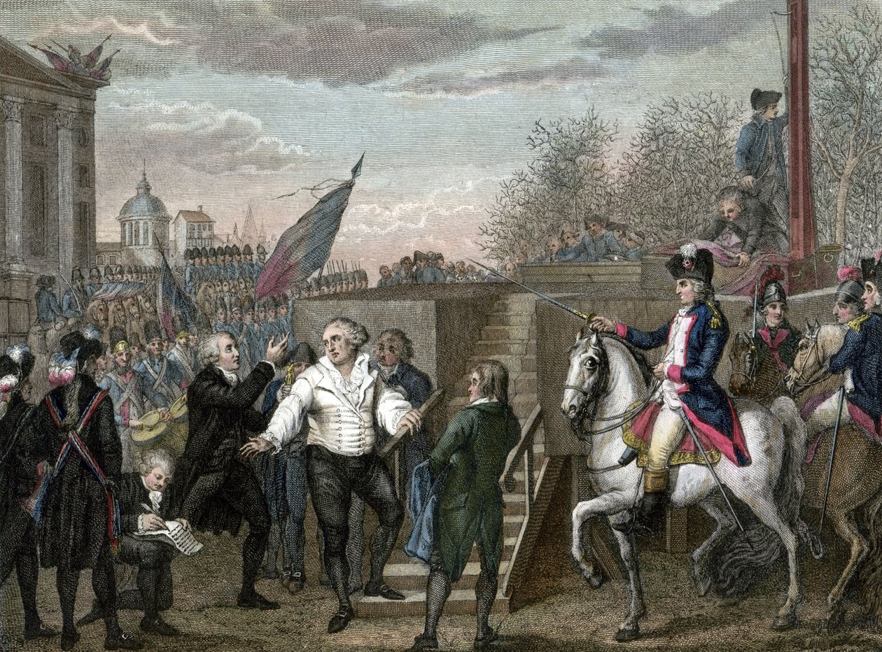 Fransız Devrimi: Louis XVI'nın Paris'te giyotinle ölümü by Jean (after) Duplessis Bertaux