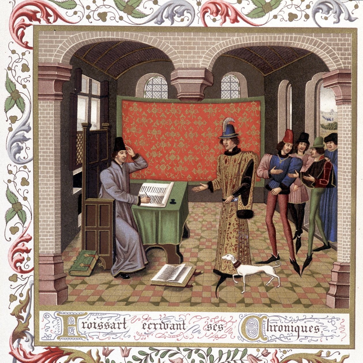 Froissart kroniklerini yazıyor - Minyatür, Orta Çağ by Jean (after) Froissart