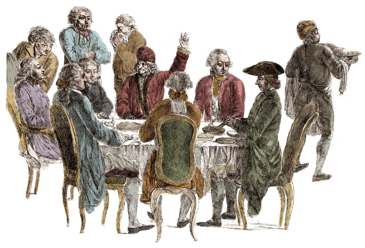 Filozofların Yemeği - Voltaire (Francois Marie Arouet dit by Jean (after) Huber