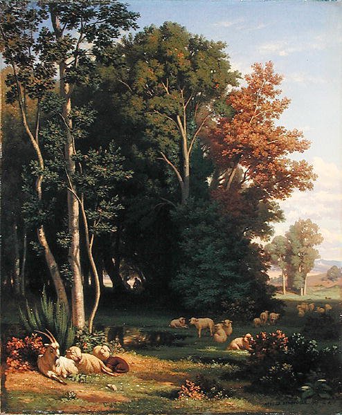 Manzara ve Hayvanlar by Jean Achille Benouville