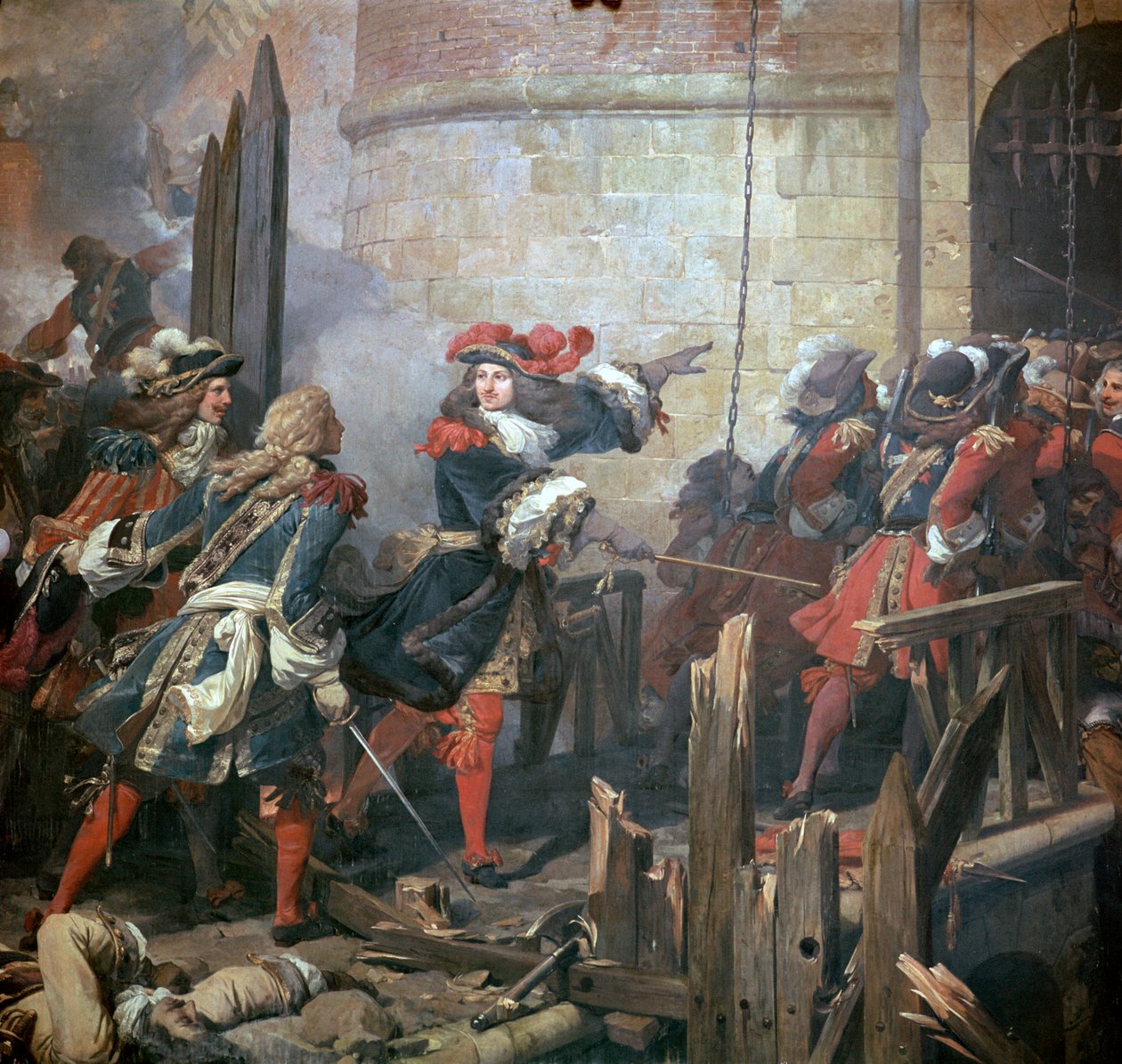 Louis XIV, 17. yüzyıl Valenciennes saldırısına öncülük ediyor. by Jean Alaux