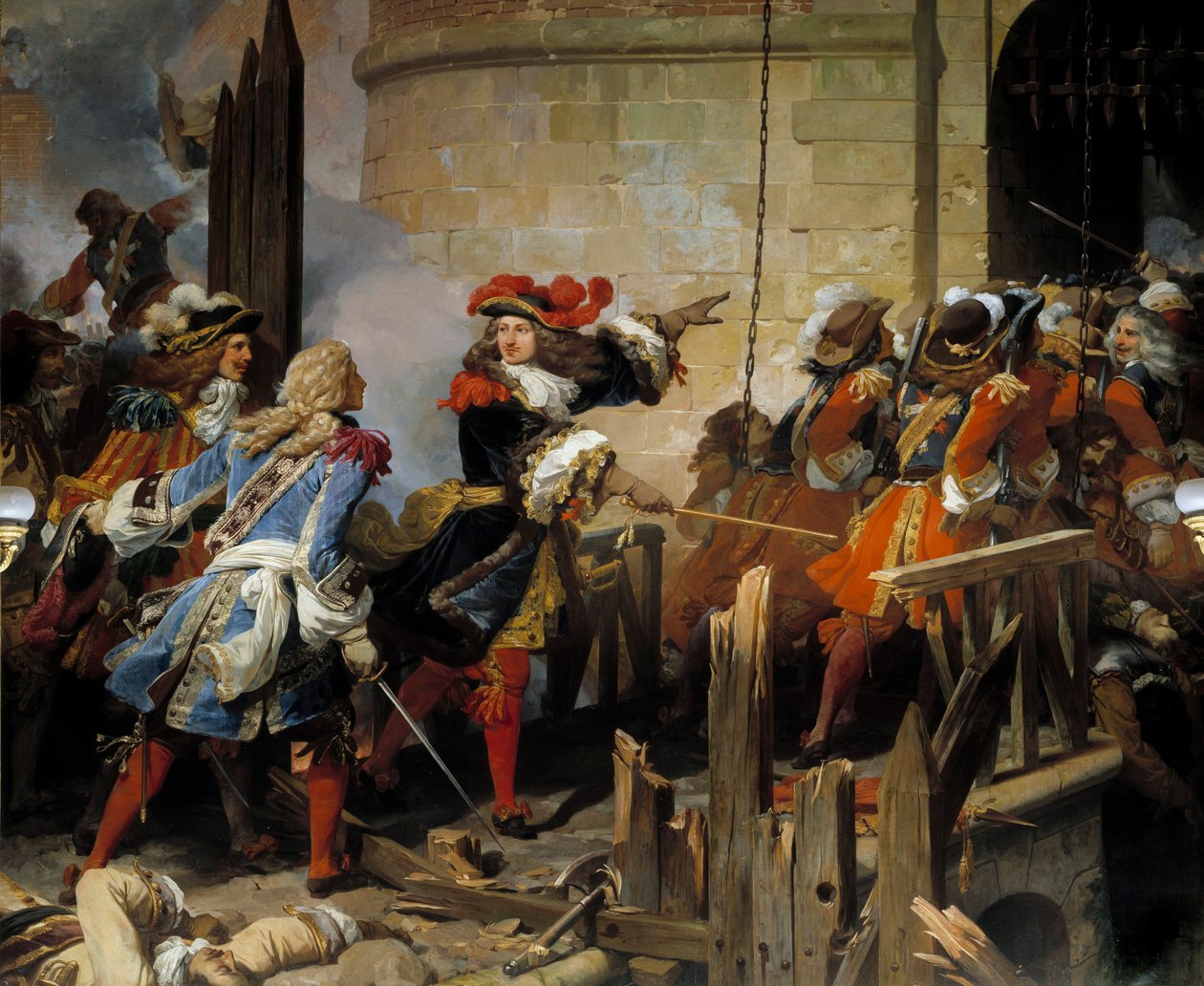 Valenciennes, 17/03/1677 tarihinde Louis XIV (1638-1715) tarafından basıldı, askeri operasyonları Vauban yönetiyor. Jean Alaux dit le Romain (1786-1864) 1837 Sun tarafından tablo. 4,15x4,65 m - Valenciennes, 17 Mart 1677