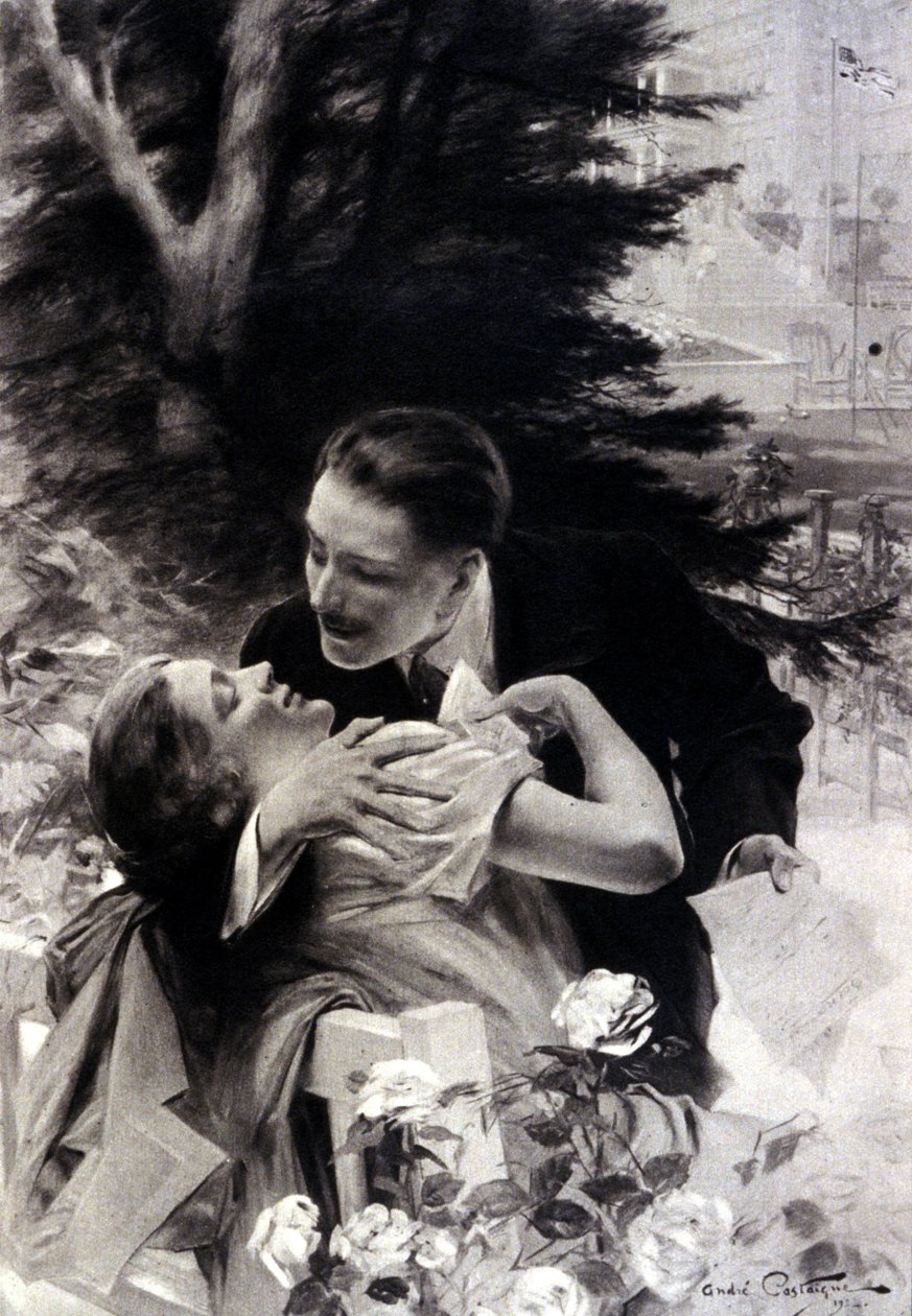 Baştan çıkarma sahnesi. André Castaigne tarafından gravür. 1922. by Jean Alexandre Michel Andre Castaigne