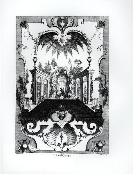 Grotto, Gabriel Huquier (1695-1722) tarafından oyulmuş (gravür) (s/b fotoğraf) by Jean Antoine (after) Watteau