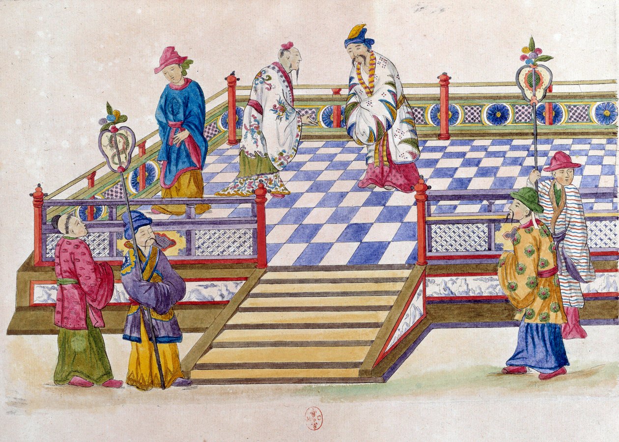 Bir Çin vazosundan çizim: saraydan bir sahne. Jean Antoine Fraisse
