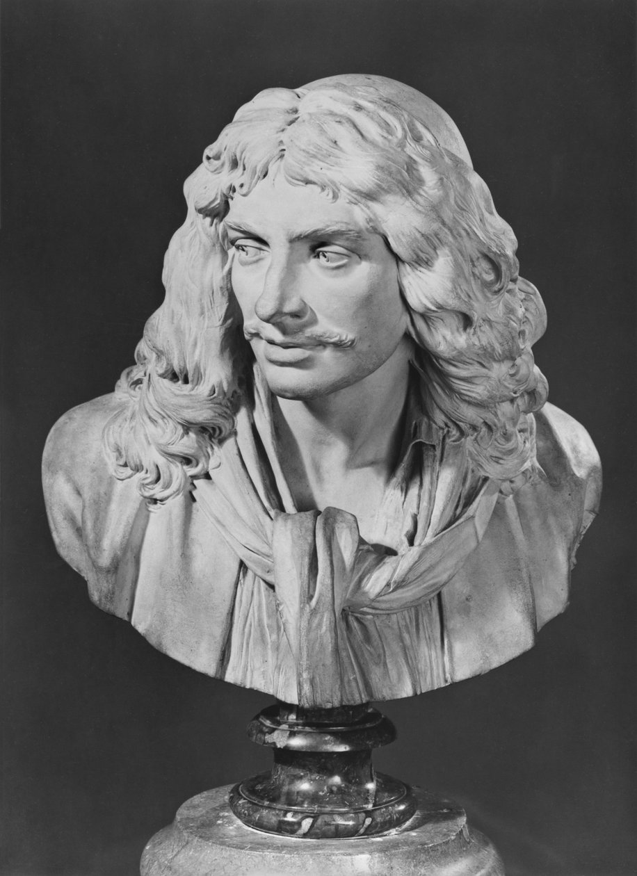 Moliere olarak bilinen Jean-Baptiste Poquelin büstü, 1781 (pişmiş toprak) by Jean Antoine Houdon