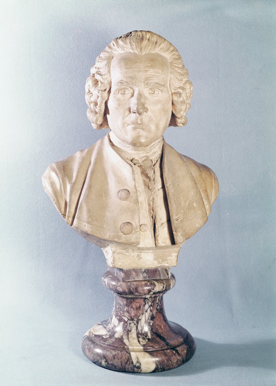 Jean-Jacques Rousseau'nun Büstü (1712-78) (mermer) by Jean Antoine Houdon