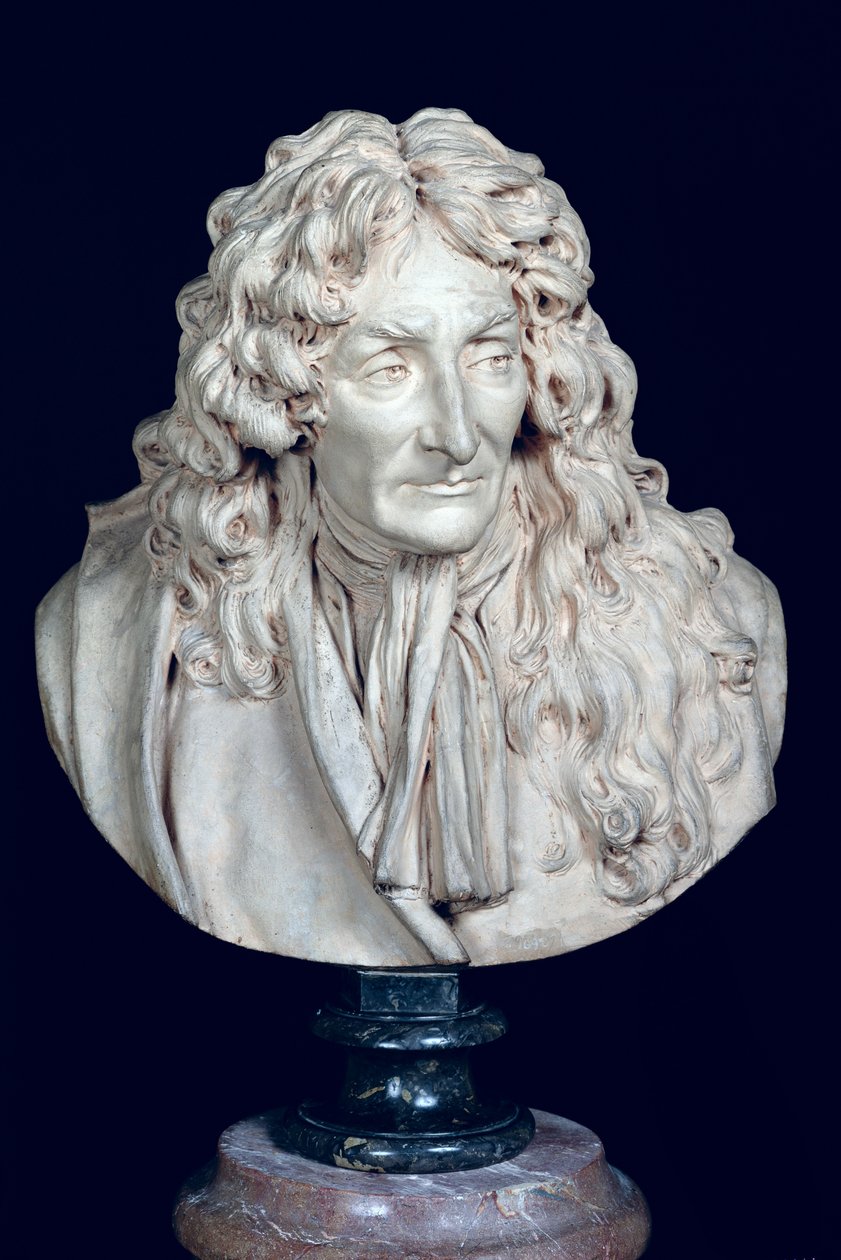 Jean de La Fontaine büstü (1621-95) 1692 (kil) by Jean Antoine Houdon
