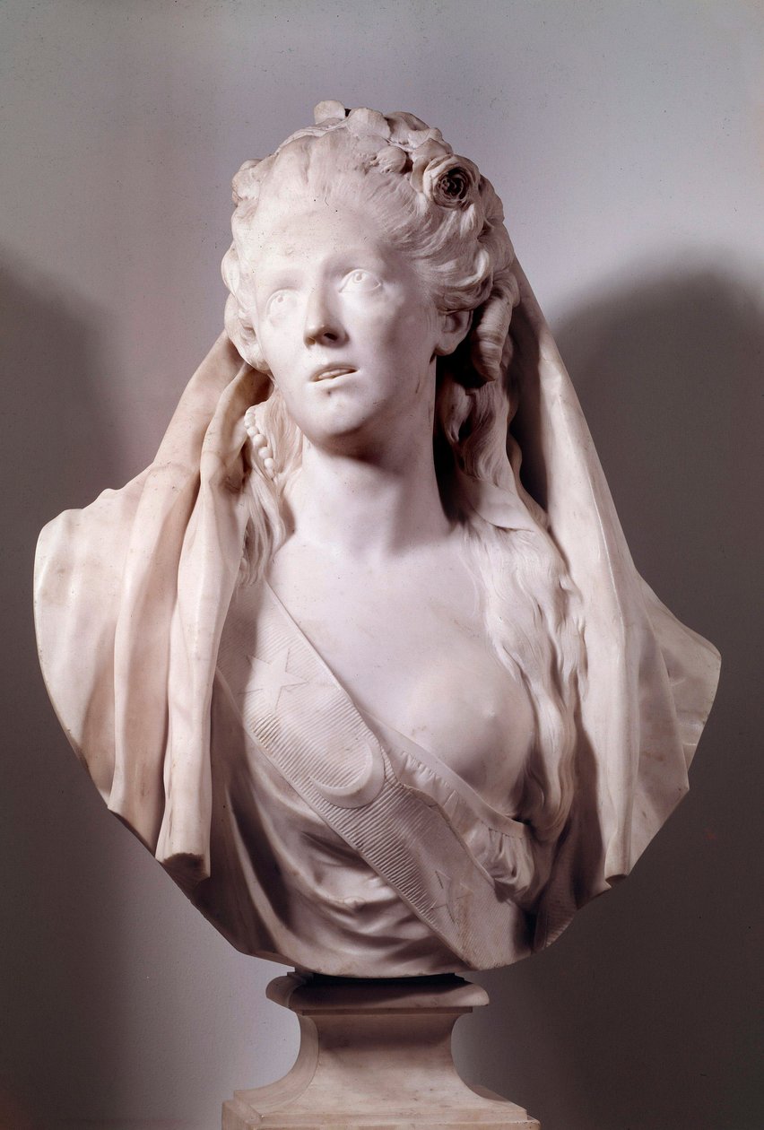 Jean Antoine Houdon (1741-1828) 1775 Paris, Musee du Louvre tarafından Iphigenie Sculpture rolüyle temsil edilen Sophie Arnould Büstü (1740-1802) şarkıcısı by Jean Antoine Houdon