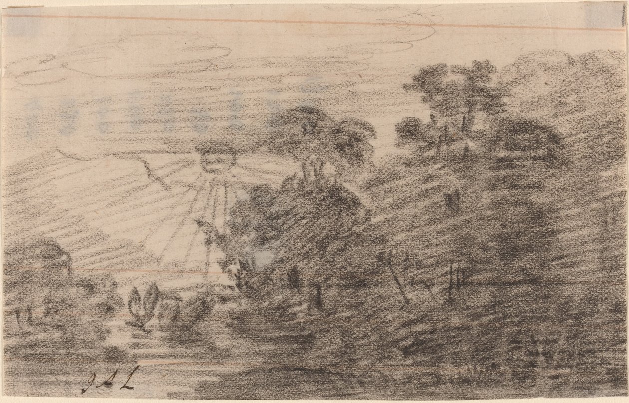 Bir Dağ Gölünün Üzerinde Gün Batımı by Jean Antoine Linck