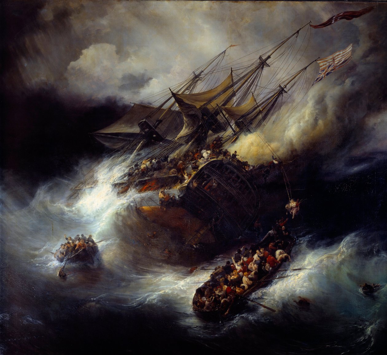 Kent Yangını Bir teknenin batması (1800). Theodore Gudin