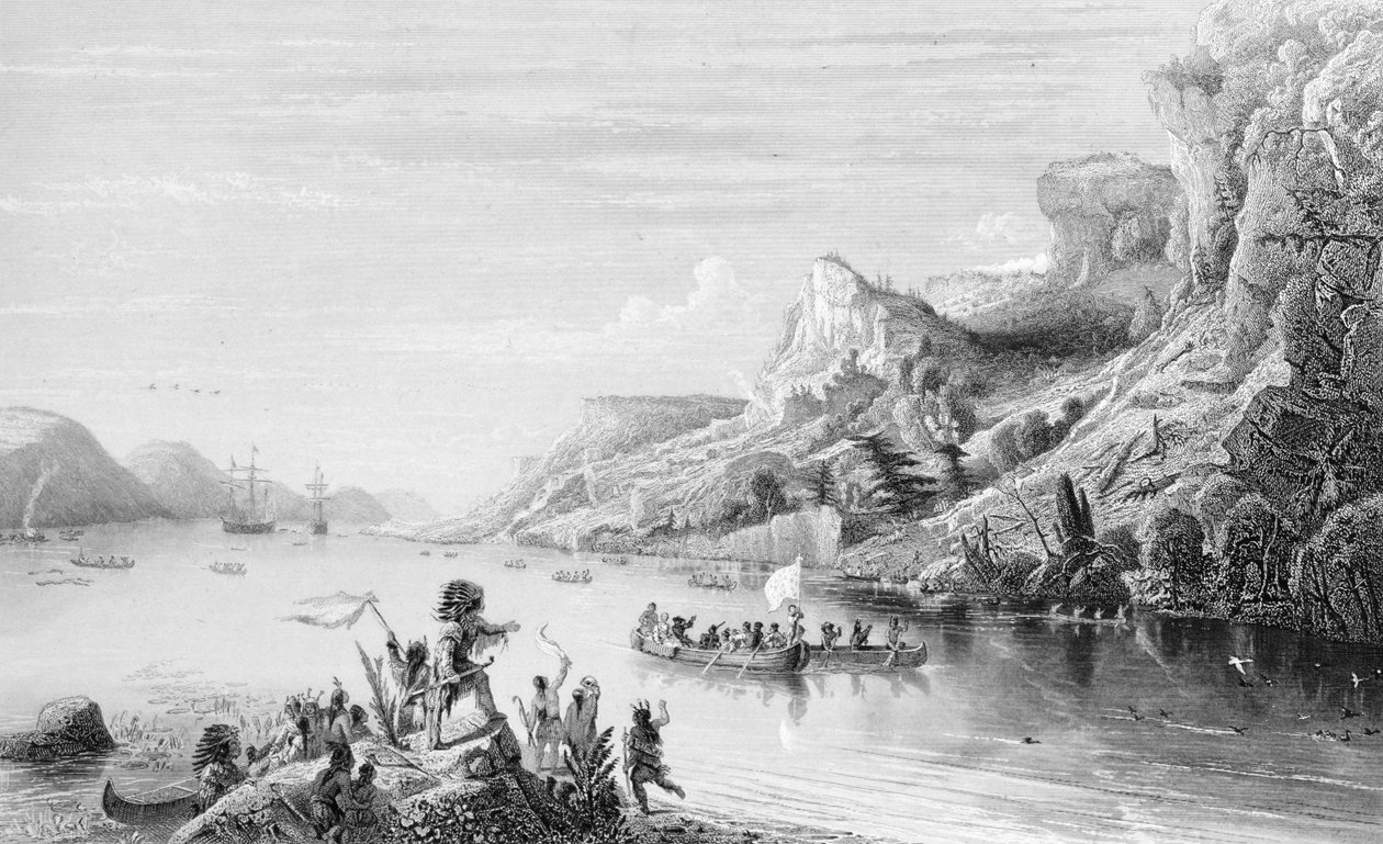 Jacques Cartier (1491-1557), St. Lawrence Nehri üzerinde, 1535 by Jean Antoine Theodore Gudin