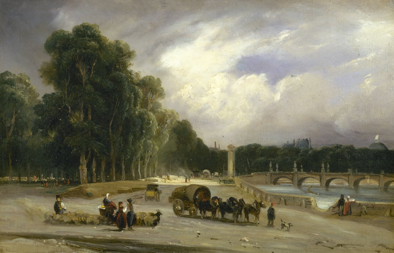 Cours la Reine#39;nin görünümü, 1828 dolayları (tuval üzerine yağlıboya) by Jean Antoine Theodore Gudin