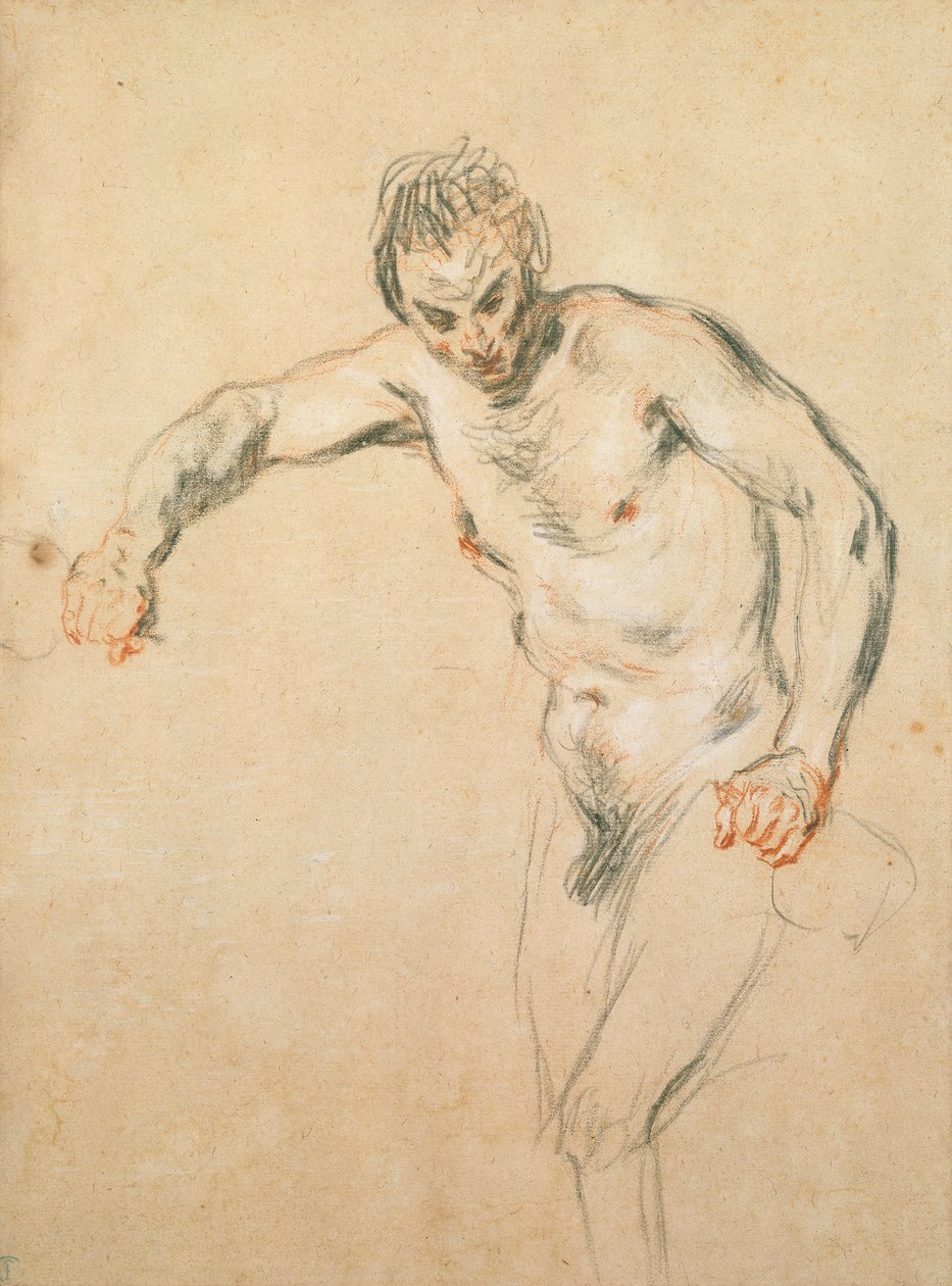 Şarap döken bir Satyr, c.1716 (kağıt üzerine tebeşir) by Jean Antoine Watteau
