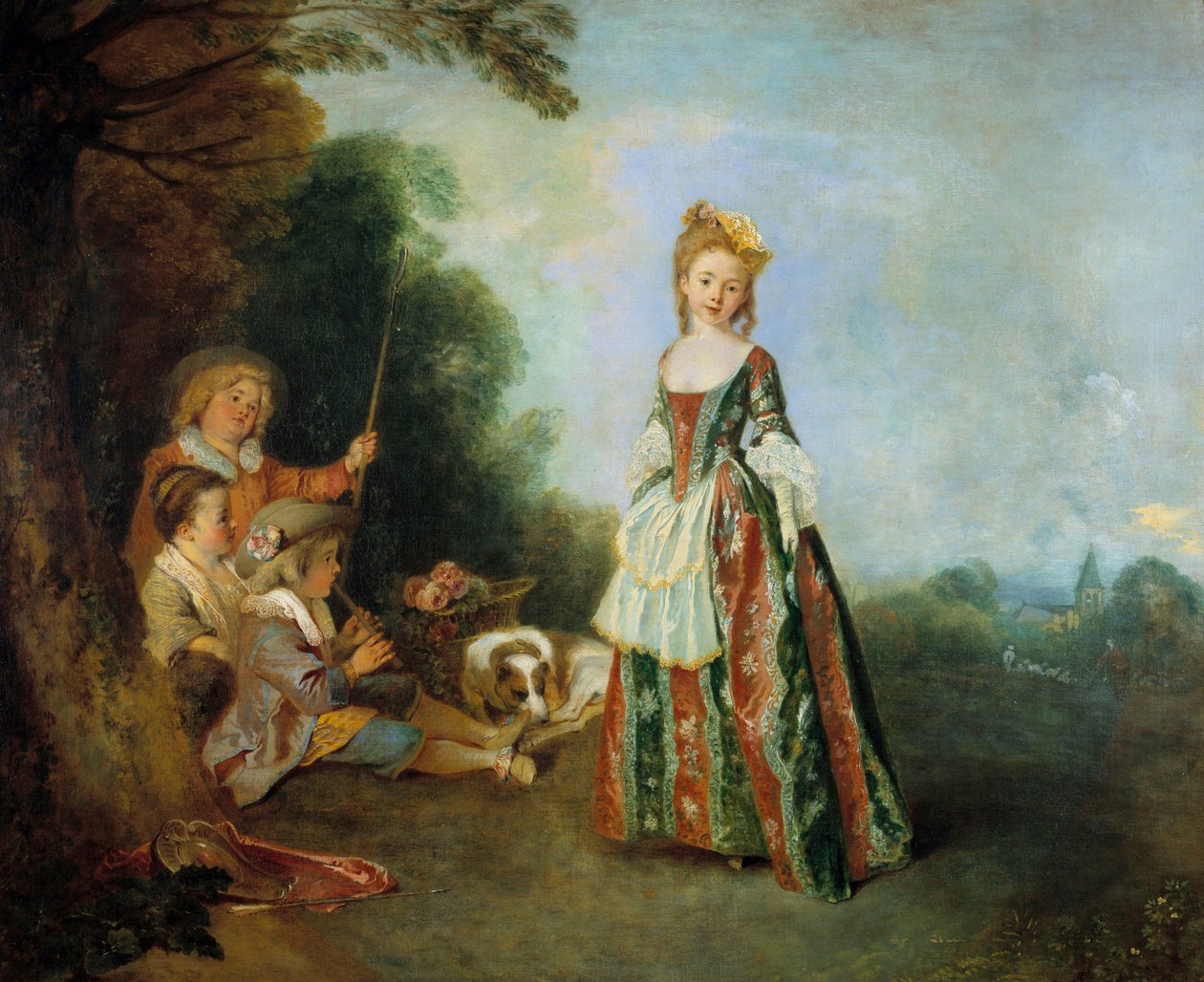 Jean Antoine Watteau (1684-1721) 1716-1718 Sun tarafından Dans Tablosu. 0.97 x 1.1m Berlin. Devlet Müzesi by Jean Antoine Watteau