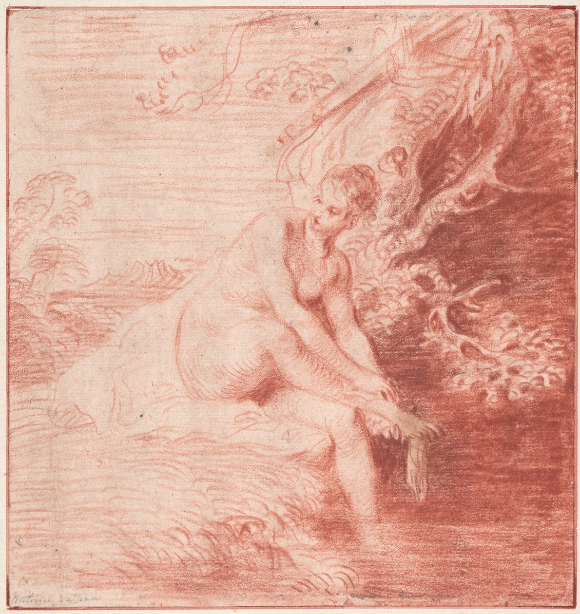 Diana Banyosu, c. 1716 by Jean Antoine Watteau
