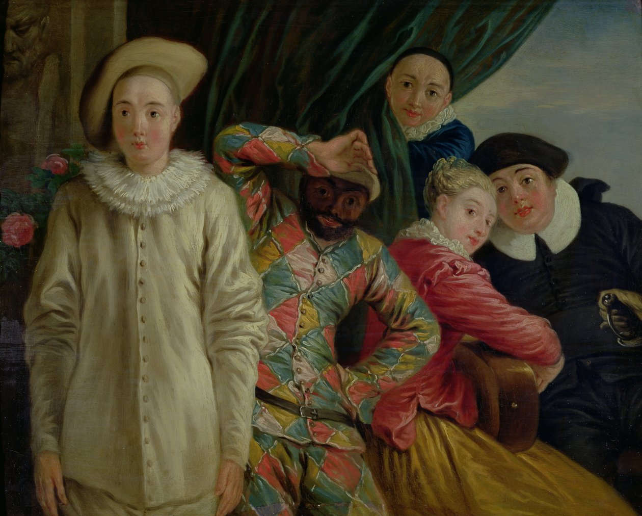 Harlequin, Pierrot ve Scapin by Jean Antoine Watteau
