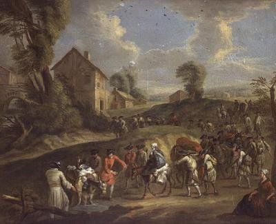 Mart ayında piyade by Jean Antoine Watteau