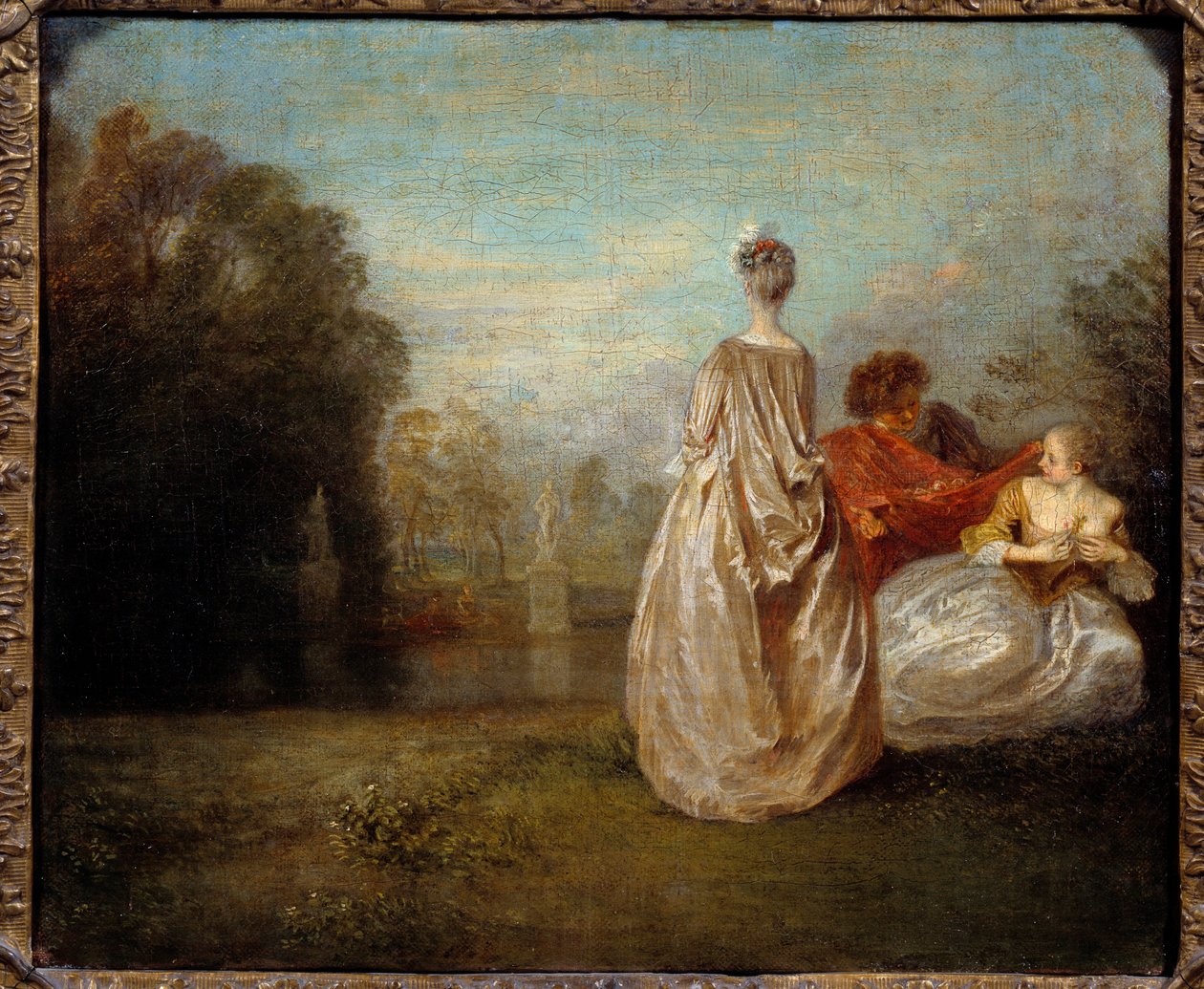 İki kuzen Jean Antoine Watteau (1684-1721) 1716 Güneş tarafından tablo. 0.35x0.26m by Jean Antoine Watteau
