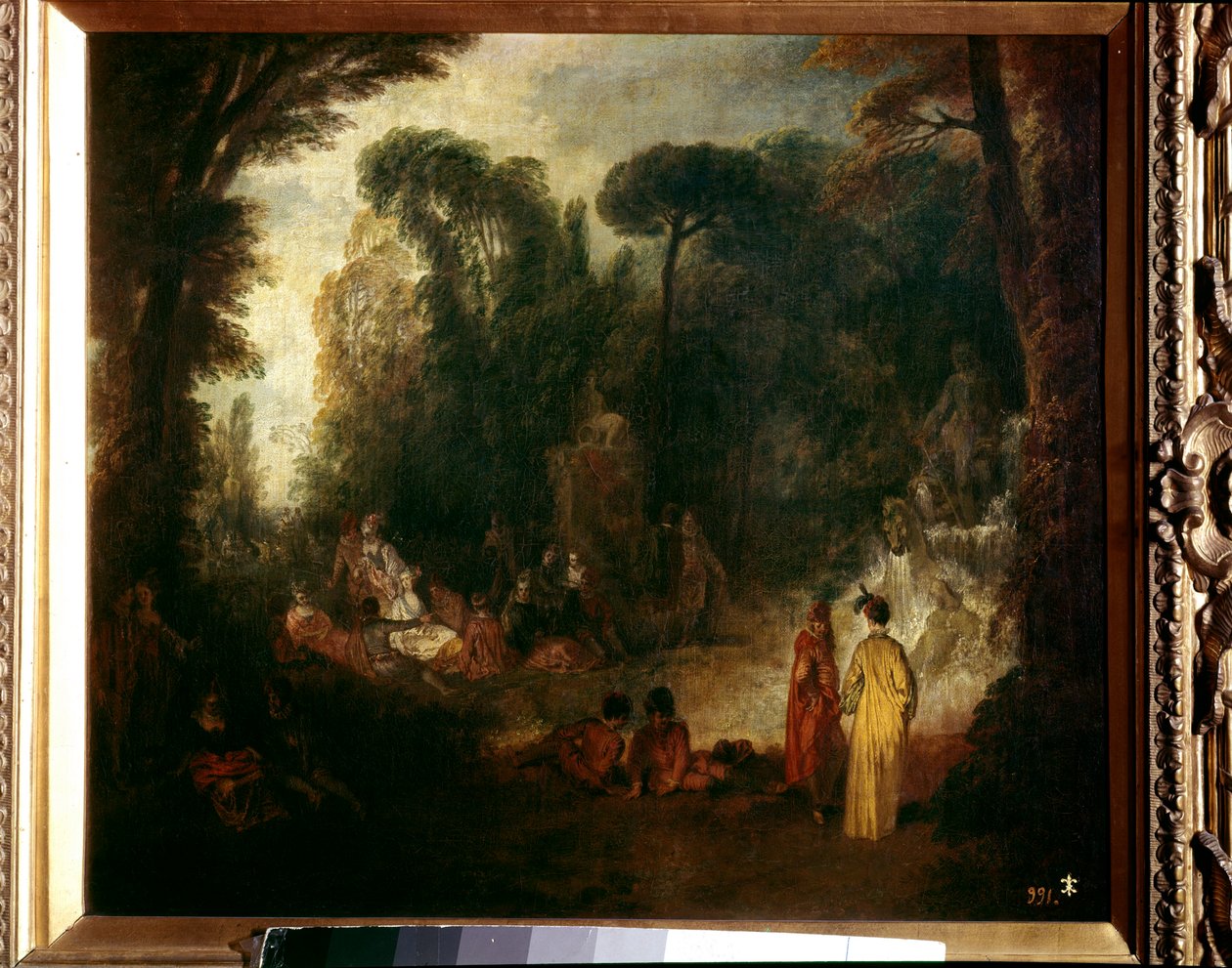 Bir parkta parti yapın Piknik yapın, sohbet edin ve ormanda yürüyün. Jean Antoine Watteau