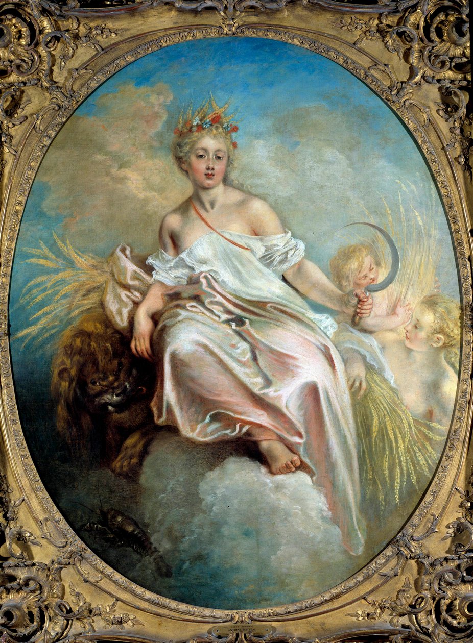 Mevsimlerin Yaz Alegorisi, elinde orak tutan genç bir kadın. Jean Antoine Watteau