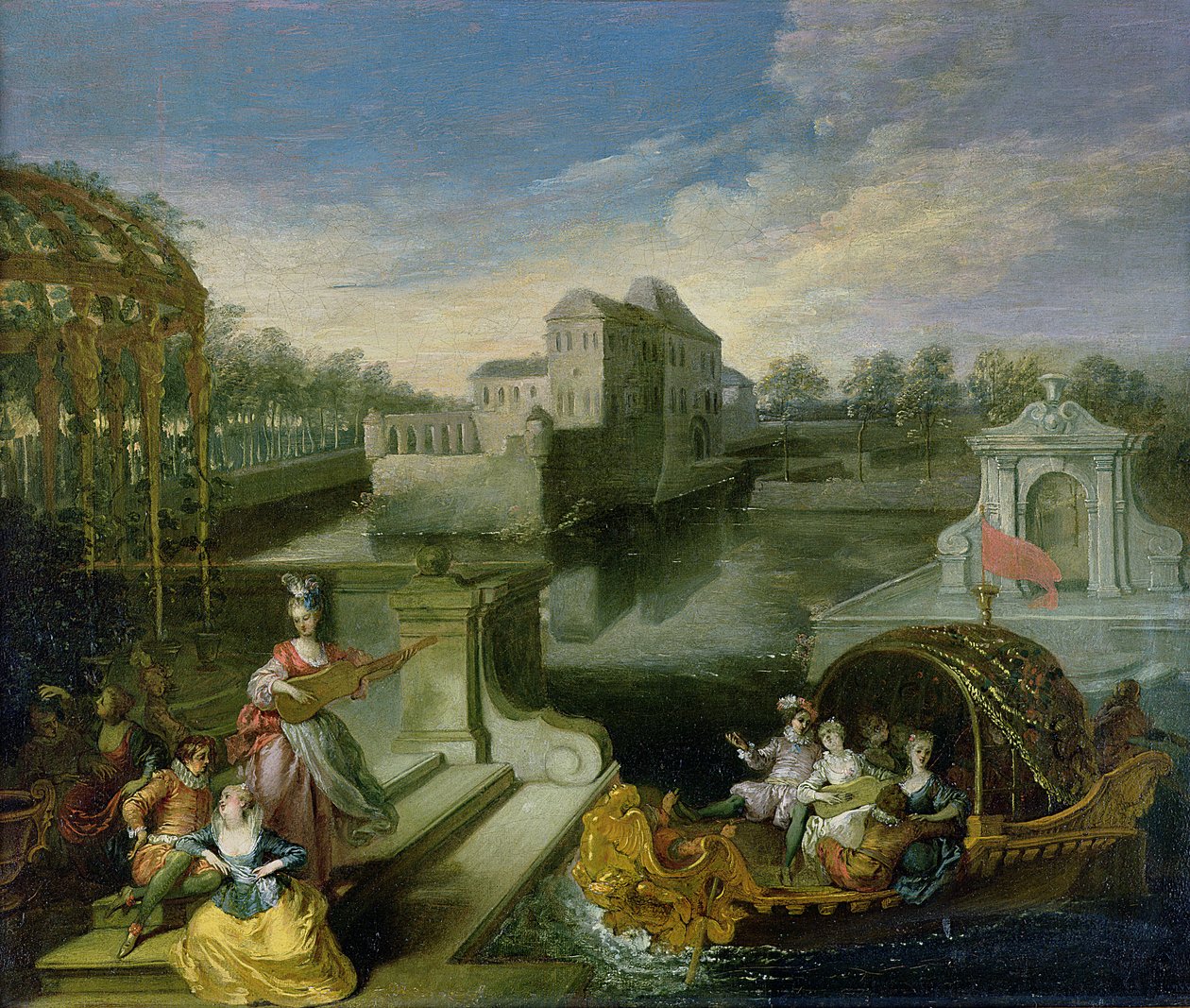 Bahar: Bir Su Bahçesinde Bir Teknede Figürlerle Fete Champetre by Jean Antoine Watteau