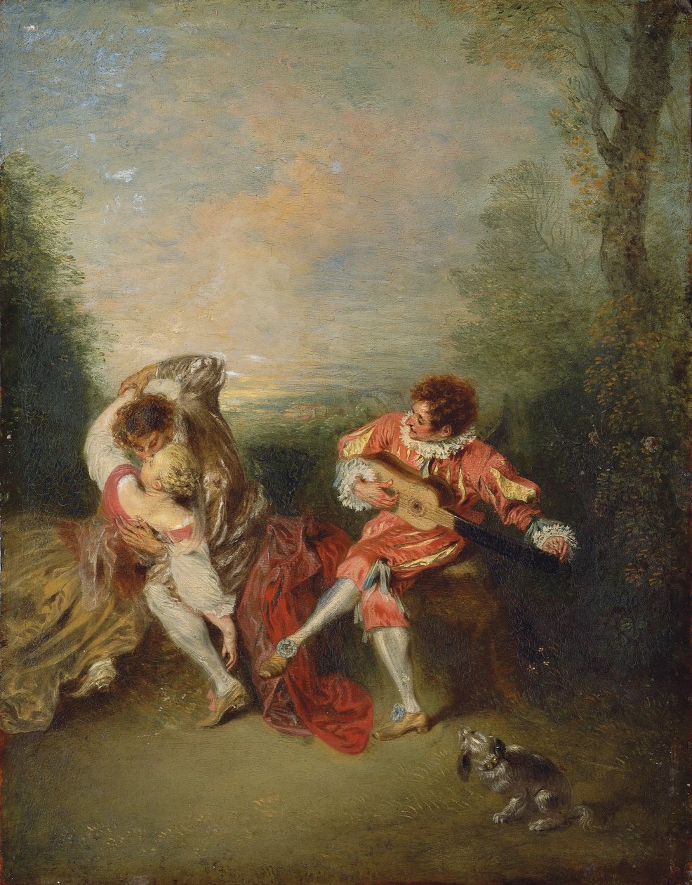 Sürpriz (panelde yağ) by Jean Antoine Watteau