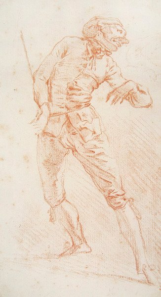 ಖಡ್ಗಧಾರಿ (ಕಾಗದದ ಮೇಲೆ ಕೆಂಪು ಸೀಮೆಸುಣ್ಣ) ಟರ್ಕಿ by Jean Antoine Watteau