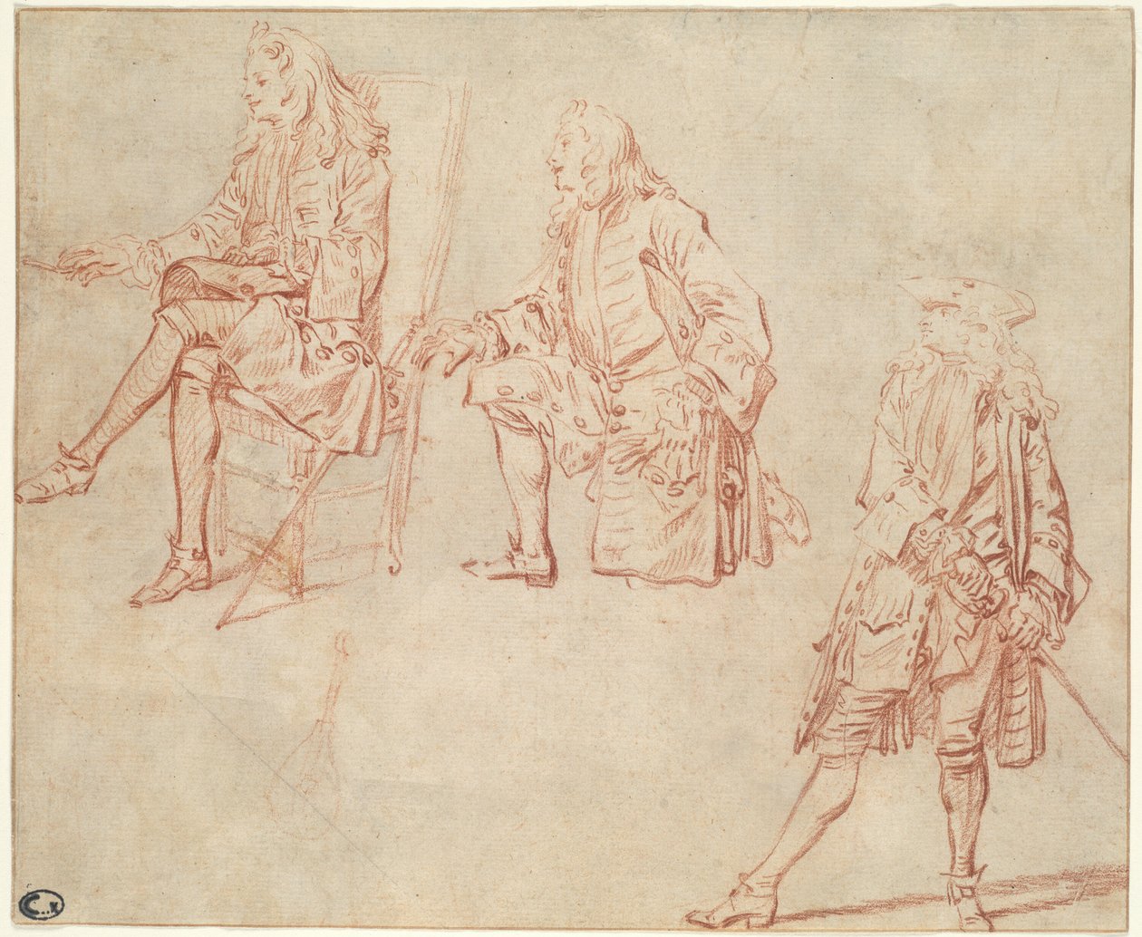 Bir Beyefendinin Üç Çalışması by Jean Antoine Watteau