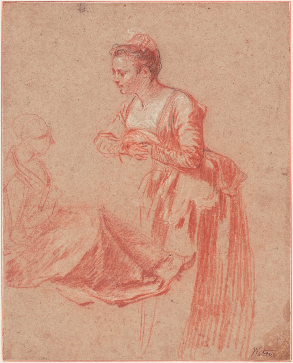 Genç Bir Kadının İki Figür Çalışması, c. 1716 by Jean Antoine Watteau