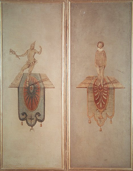 Pierrot (sağda) ve Fou (solda) by Jean Antoine Watteau