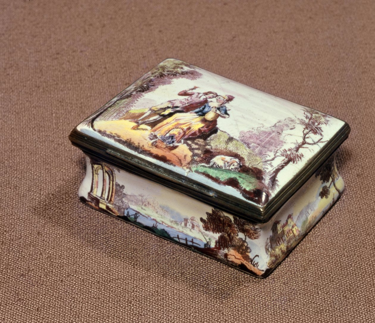 Snuffbox, Birmingham, c.1756 (transfer baskılı emaye) by Jean Antoine Watteau
