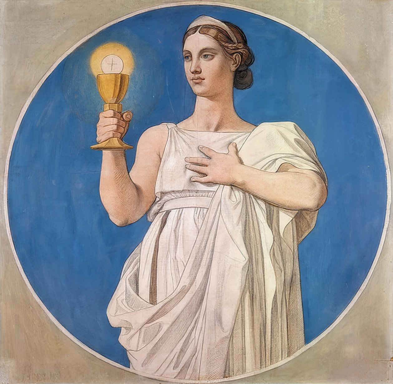 İnanç. Saint-Ferdinand kilisesinin vitray pencereleri için karton. 1842 by Jean Auguste Dominique Ingres