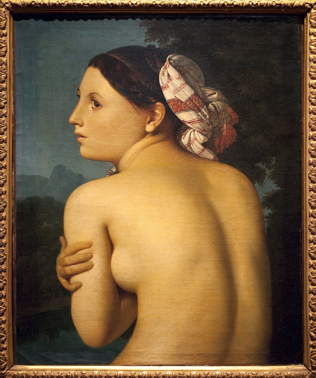 yüzücü. Jean Auguste Dominique Ingres (1780-1867), Tuval Üzeri Yağlıboya Tablo by Jean Auguste Dominique Ingres