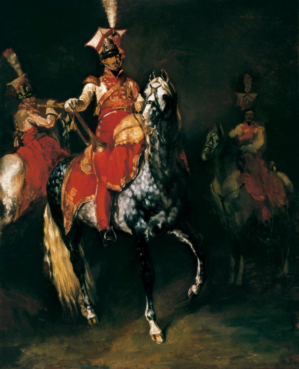 Trompetiste a cheval de la garde imperiale de Napoleon. Peinture de Theodore Gericault (1791-1824) by Jean Auguste Dominique Ingres