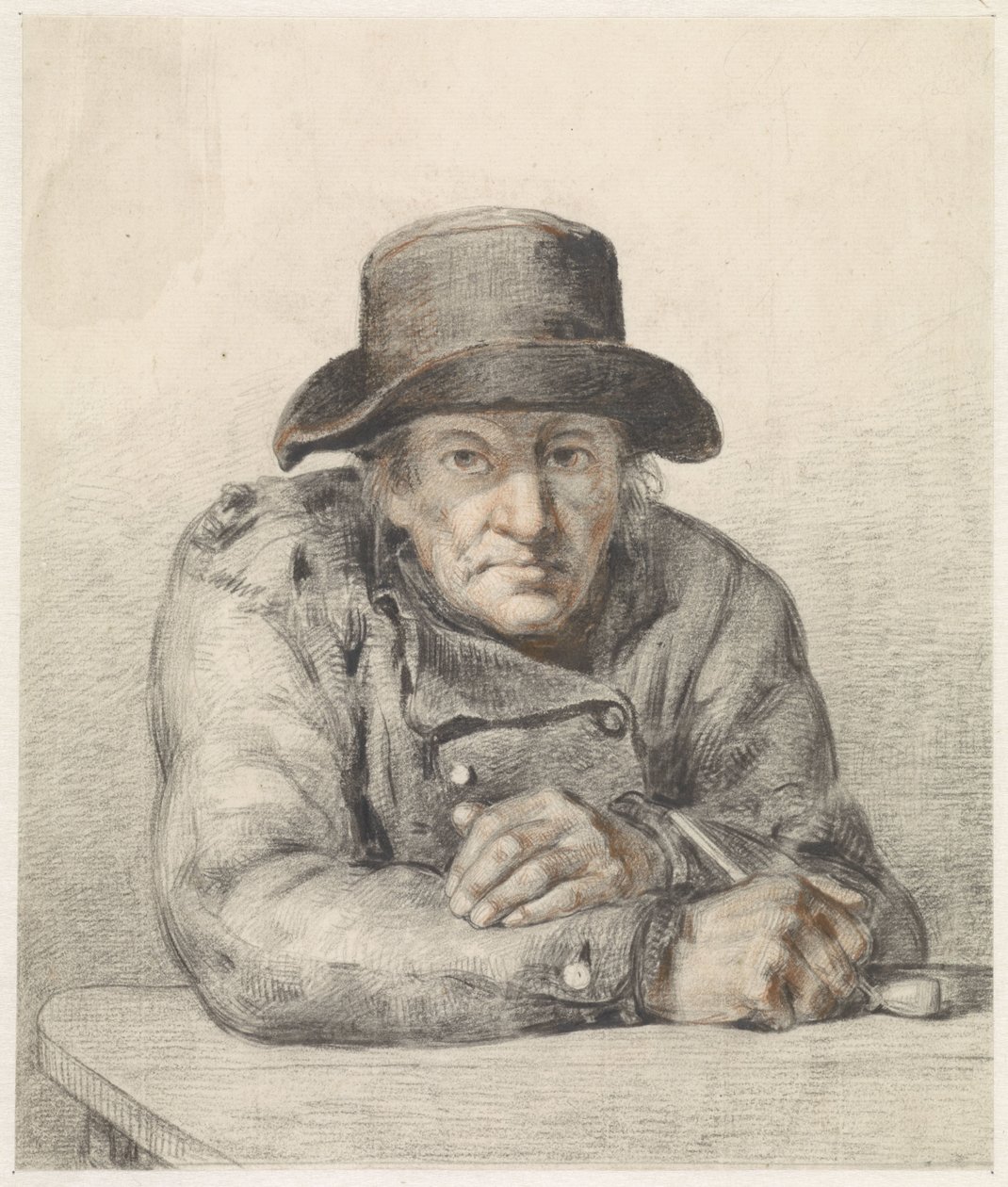 Boru ile yaşlı adam by Jean Augustin Daiwaille