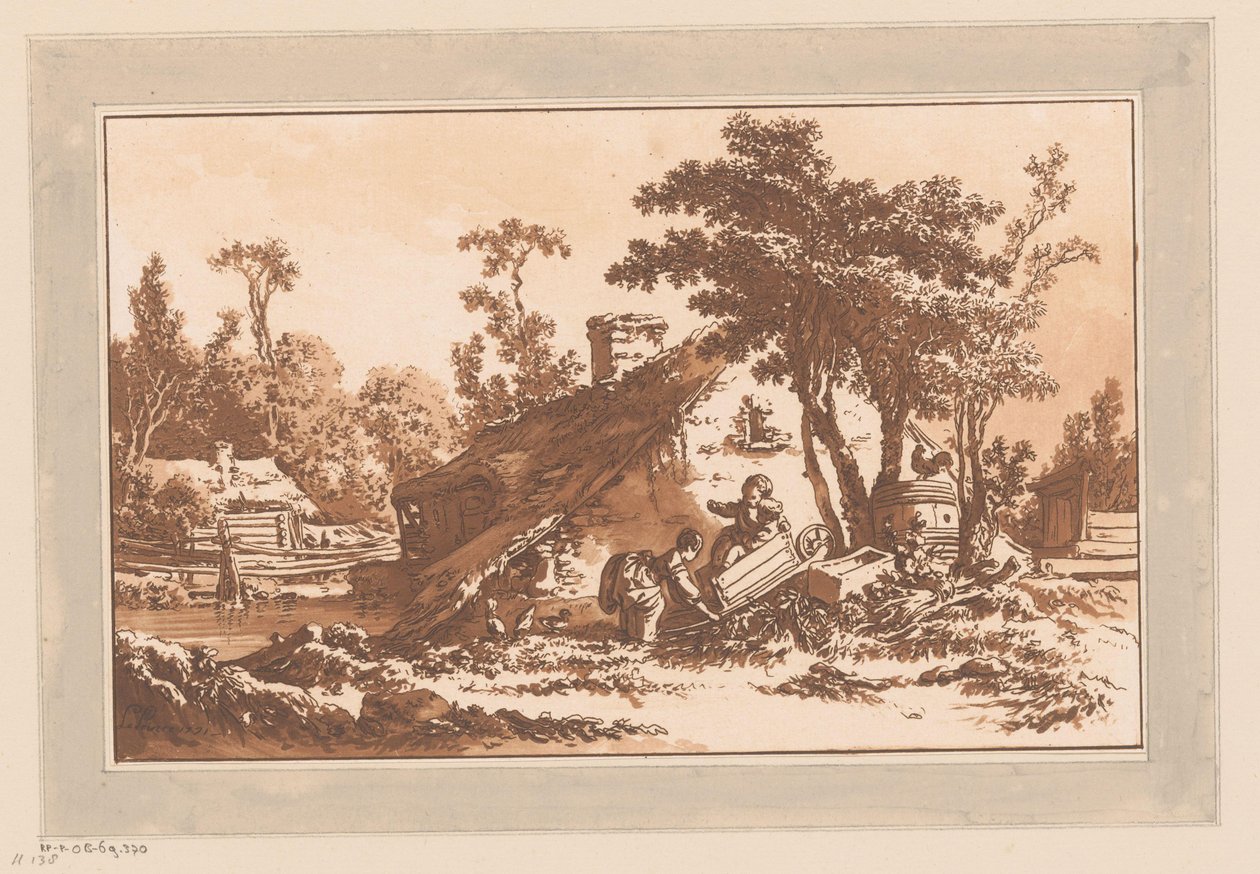 Bir çiftlikte oynayan çocuklar by Jean Baptist Leprince
