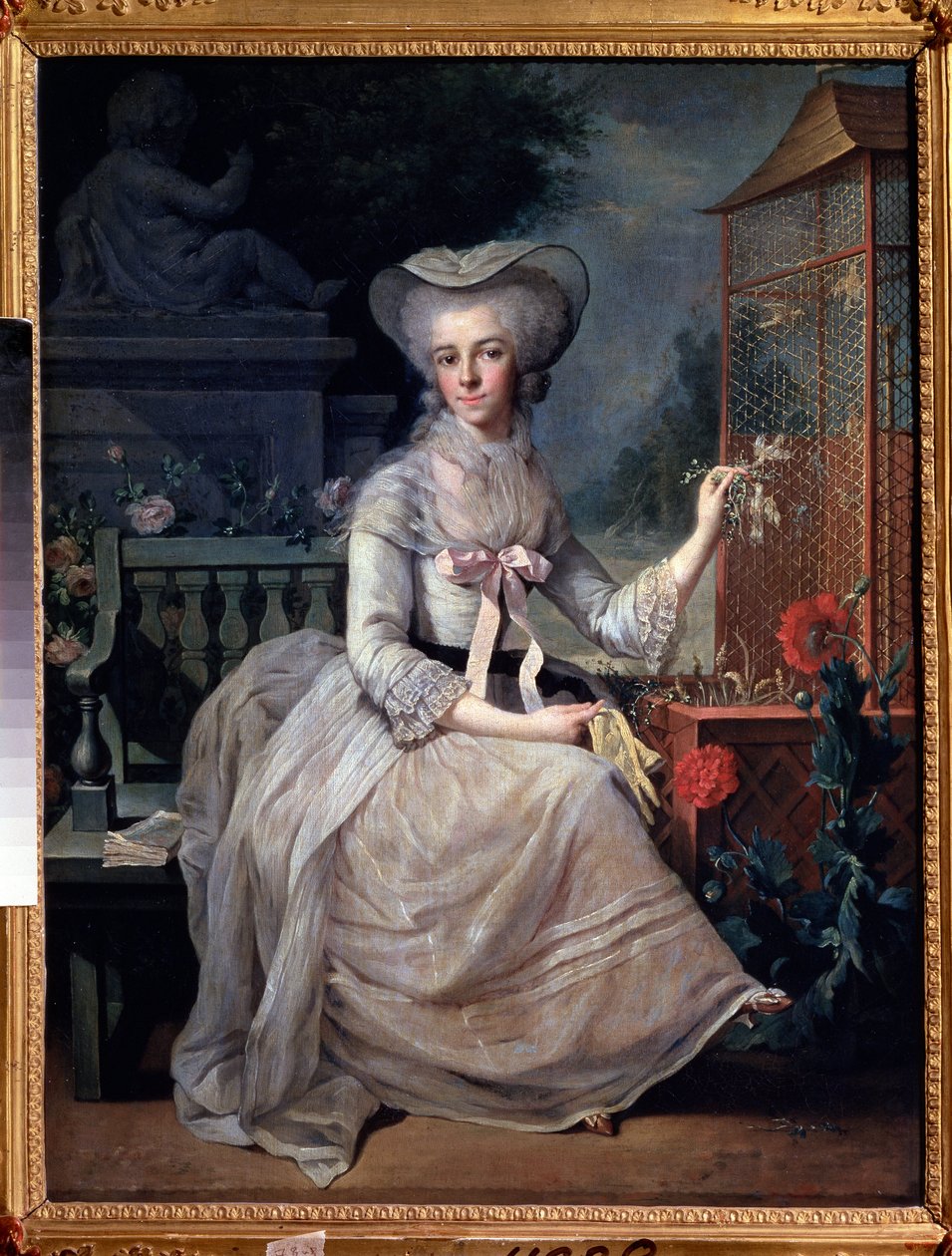 ""Kafesteki Genç Kadın" (Kafesteki Genç Kadın) Tablosu Jean-Baptiste (Jean Baptiste) Charpentier (1728-1806) 1784 Puşkin Müzesi, Moskova by Jean Baptiste Charpentier