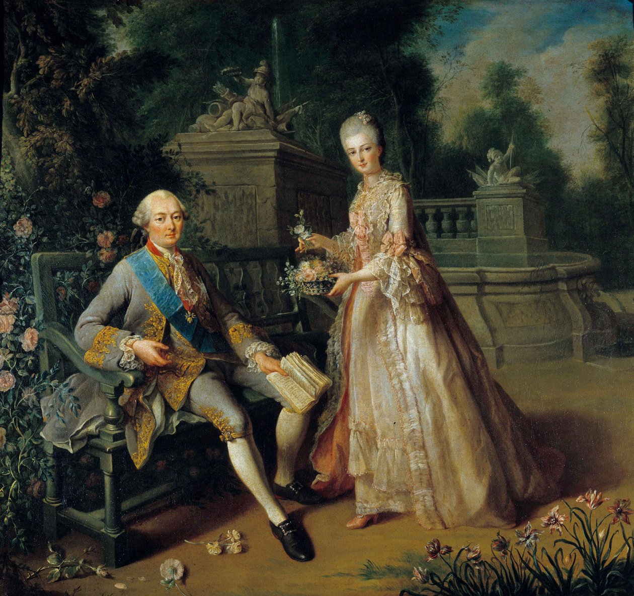 Louis Jean Marie de Bourbon, Penthievre Dükü (1725-1793) ve Orleans Düşesi olan kızı Louise Adelaide (1753-1821) ve Orleans kralı II. Louis Philippe dit Philippe Egalite (1747-1793) Jean Baptiste tarafından tablo Charpentier (1728) by Jean Baptiste Charpentier