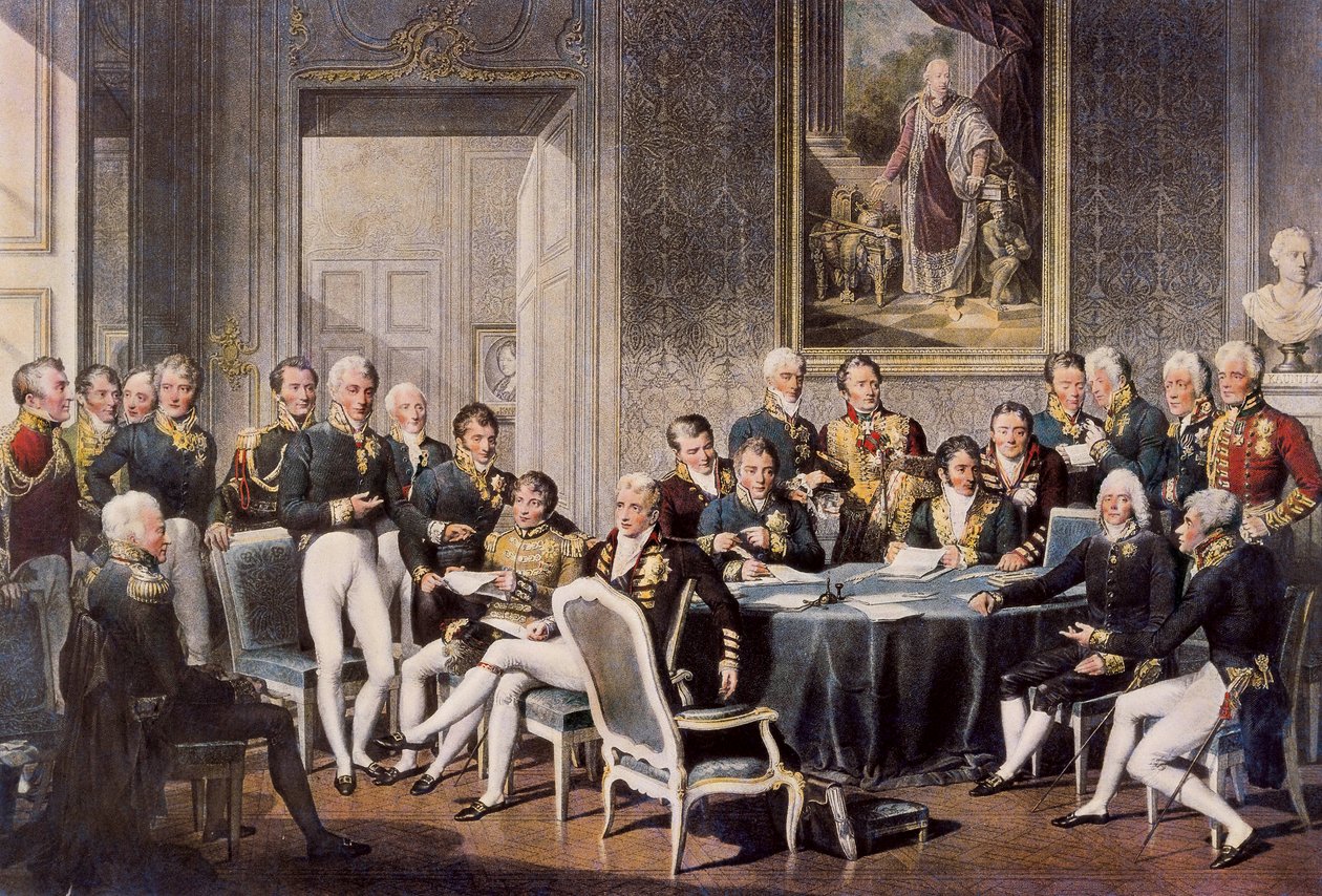 1814 Viyana Kongresi (renkli gravür) by Jean Baptiste (after) Isabey