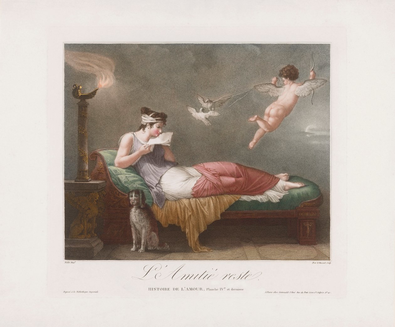 Aşk tanrısı bir aşk mektubu gönderir. 19. yüzyıl (baskı) by Jean Baptiste (after) Mallet
