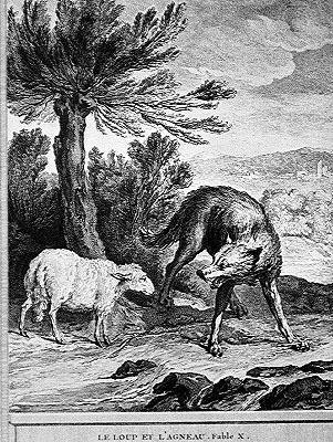 Kurt ve Kuzu (gravür by Jean Baptiste (after) Oudry