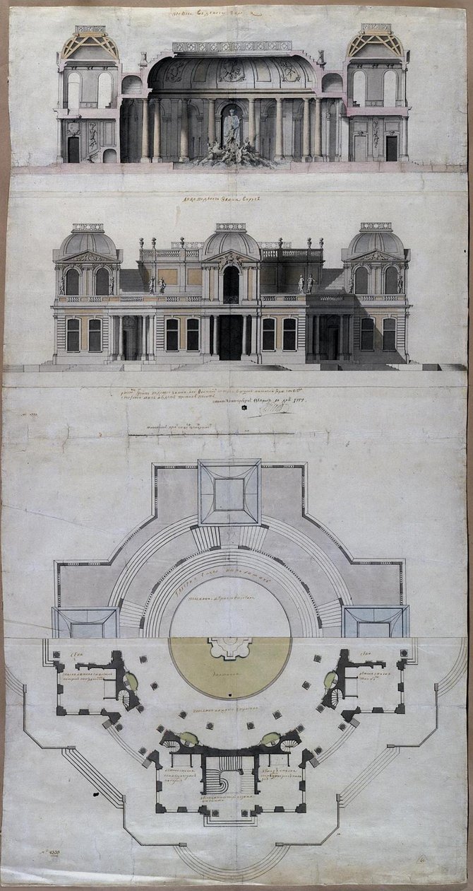 Strelna'daki Pavilion Su sarayı Chateau dEau, 1717 by Jean Baptiste Alexandre Le Blond