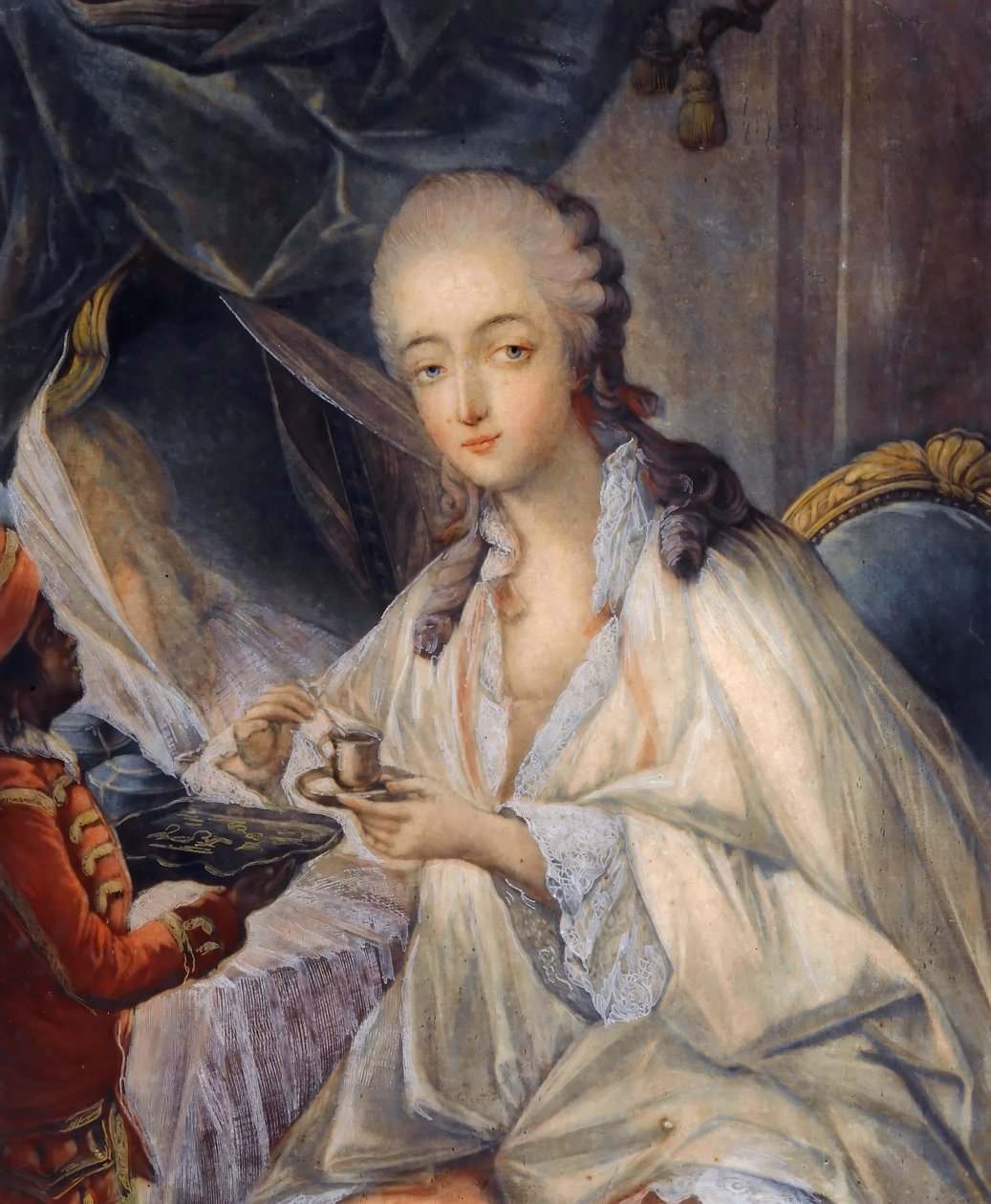 Jeanne Bécu, Kontes Du Barry 1743-1793, bir fincan kahve ile by Jean Baptiste André Gautier Dagoty