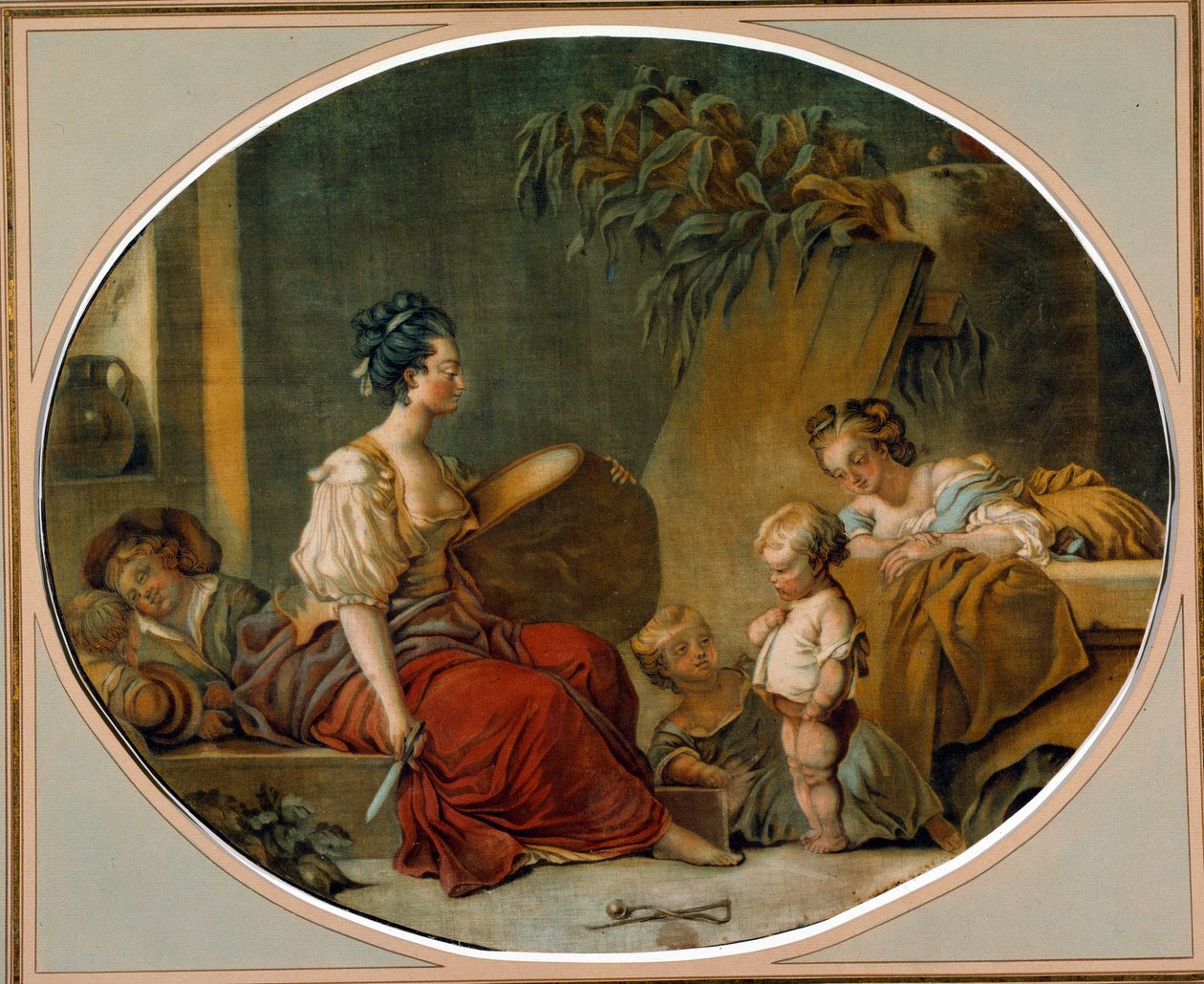 Eğitim: “” Lütfen isteyin”” Bir anne çocuğuna doğru yolları öğretir. Gautier Dagoty tarafından basılmıştır by Jean Baptiste André Gautier Dagoty