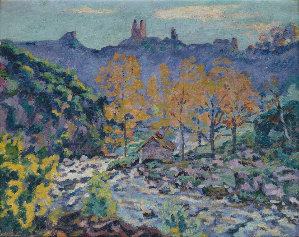 Brigand Değirmeni ve Crozant Kalesi Harabeleri, Creuse, 1900 dolayları (tuval üzerine yağlı boya) by Jean Baptiste Armand Guillaumin
