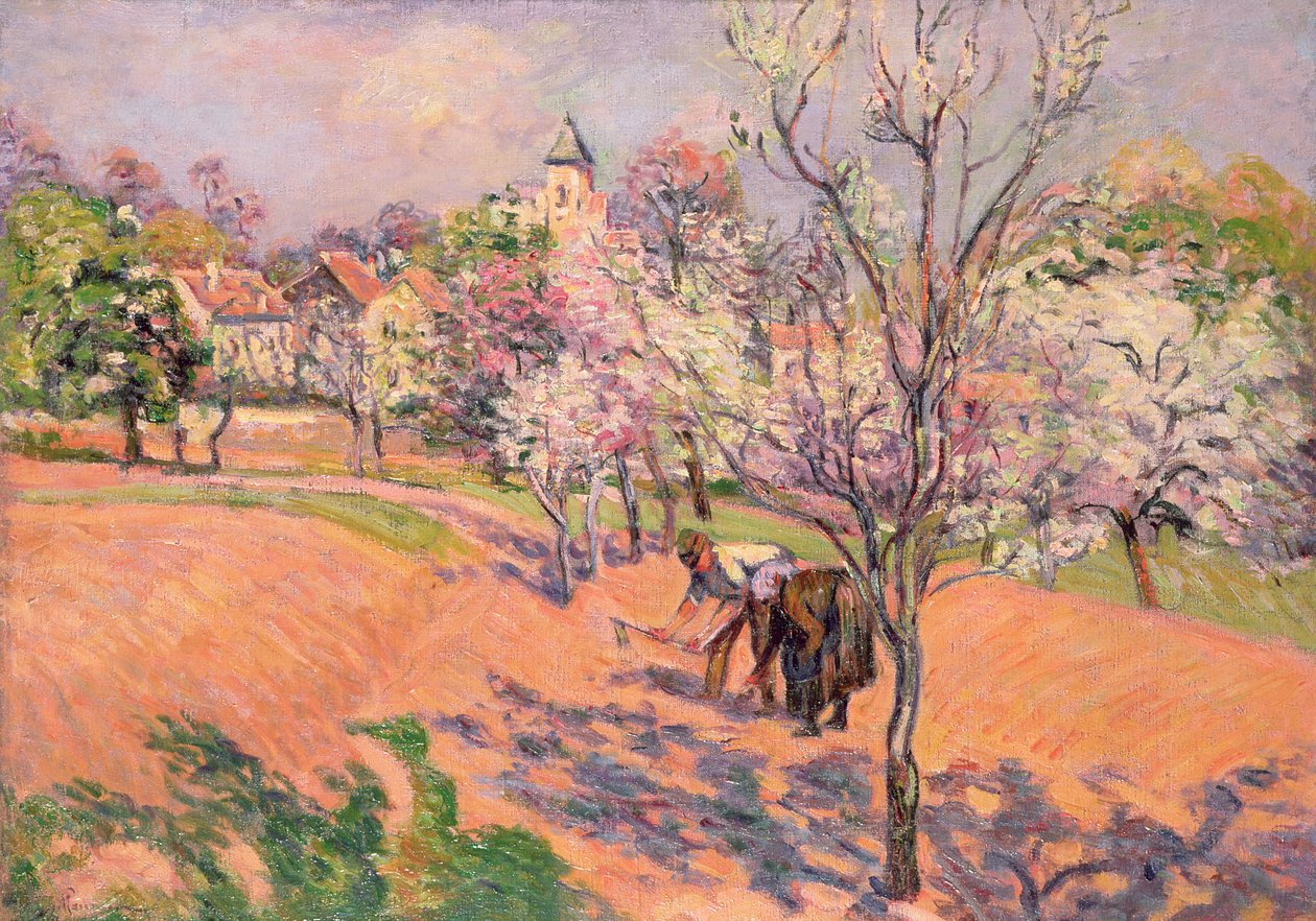 Bir Bahçede Fasulye Eken İki Köylü by Jean Baptiste Armand Guillaumin