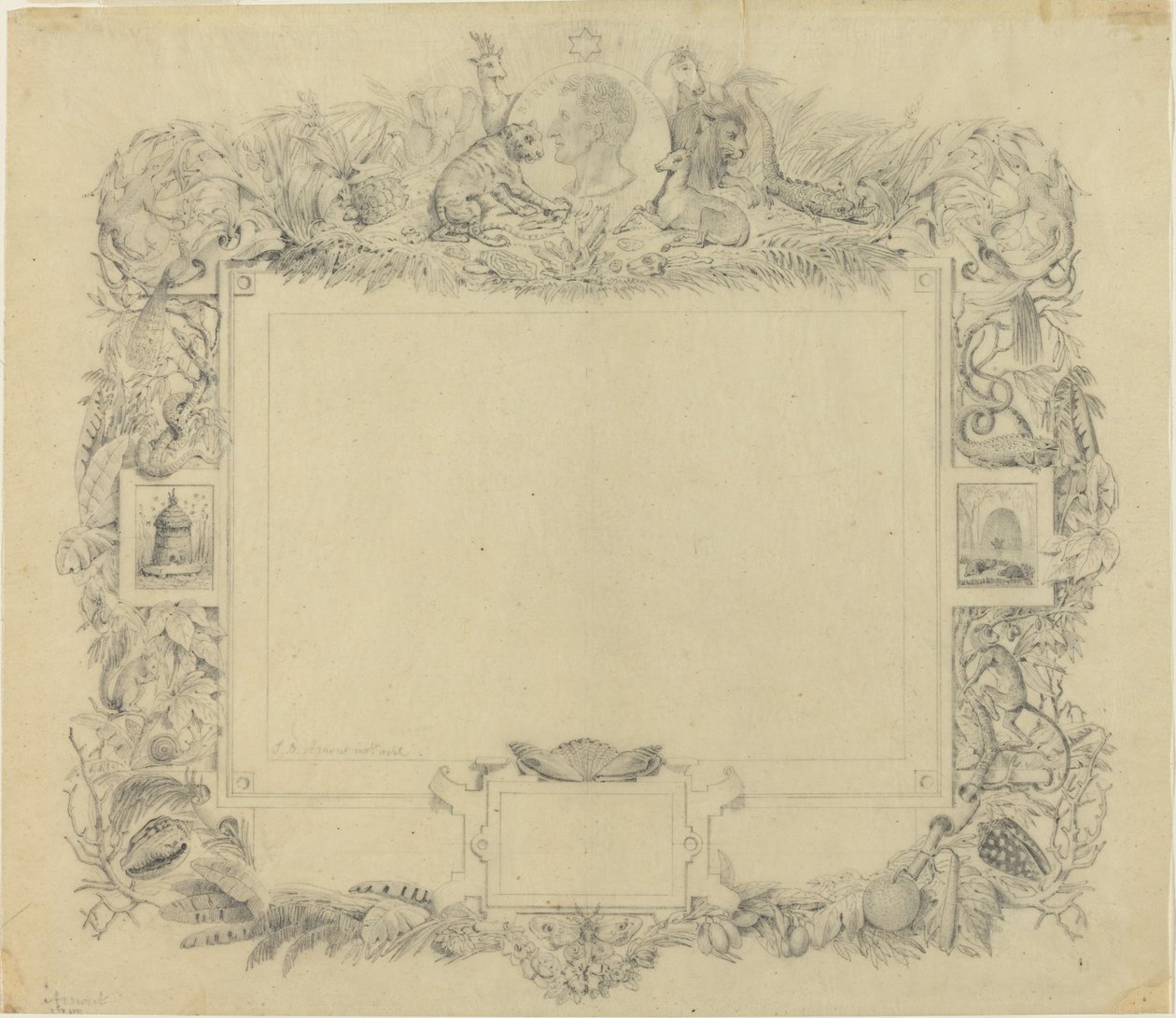 Baron Cuvier Portresi ile Bordür Tasarımı by Jean Baptiste Arnout