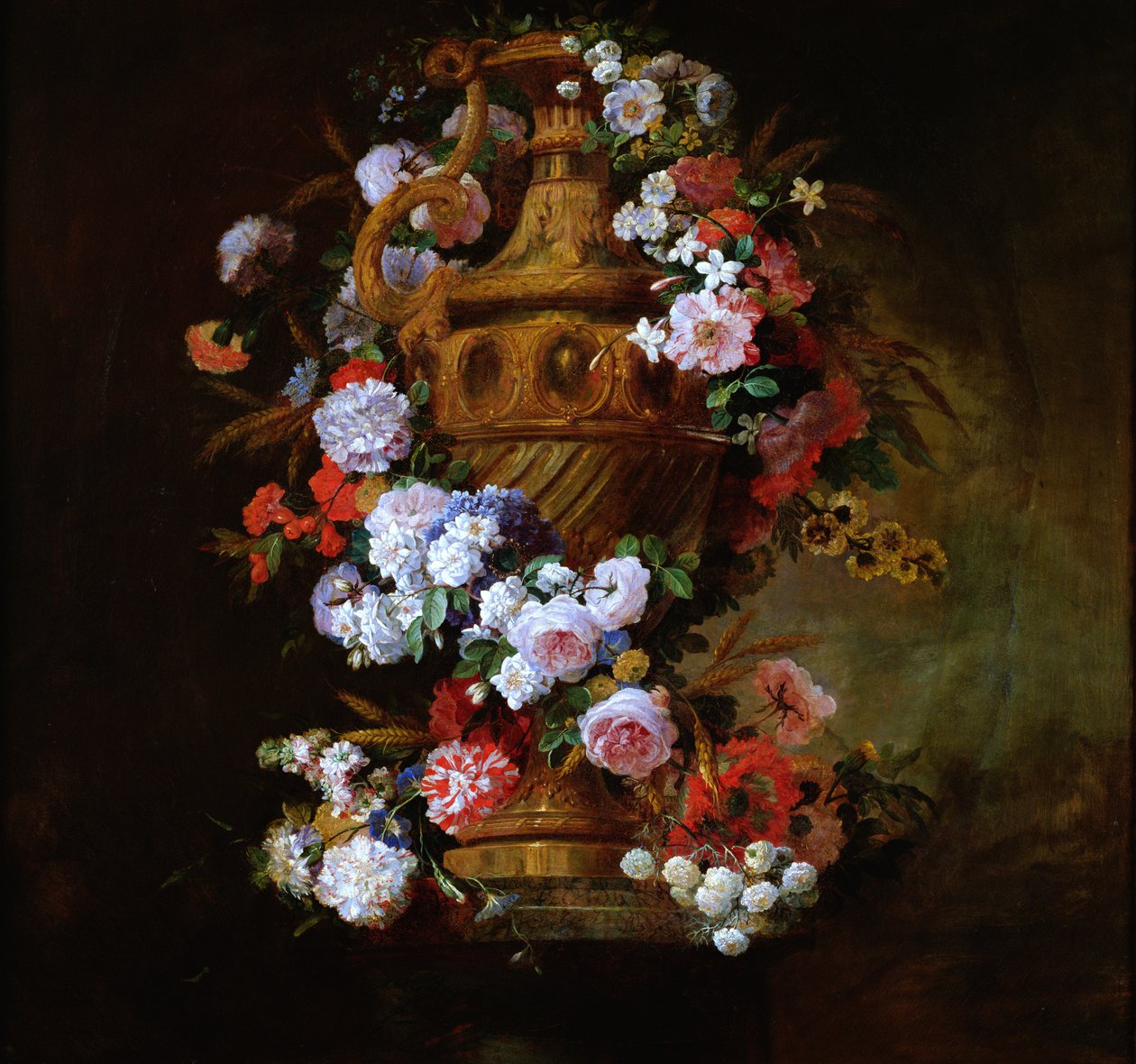 Bir çiçek çelengi ile çevrili vazo by Jean Baptiste Belin de Fontenay